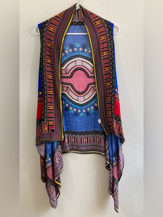 Jackets & Blazers - Boho Multicolor Open Front Handkerchief Hem Vest Size OS